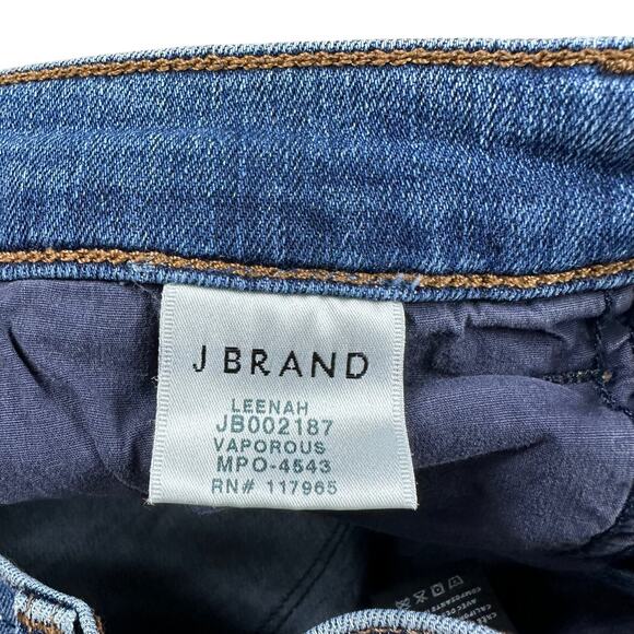 J BRAND Leenah Blue Medium Wash Skinny Denim Jeans Size 26 Frayed Raw Hems - Picture 5 of 7